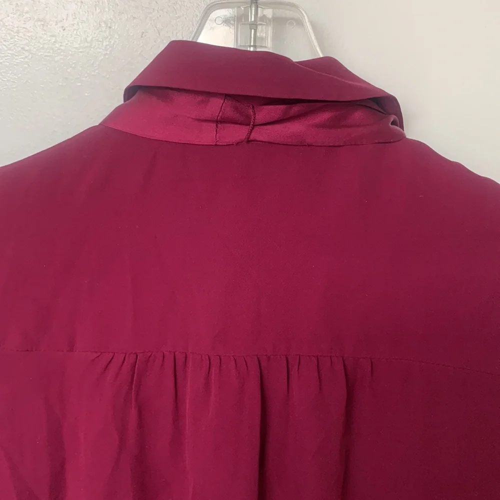 ALICE + OLIVIA 'Currant' Purple 100% Silk Top with Neck Tie Blouse Size XS - Picture 10 of 16